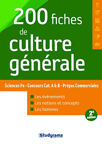 Beispielbild fr 200 Fiches De Culture Gnrale : Sciences Po, Concours Cat. A & B, Prpas Commerciales zum Verkauf von RECYCLIVRE