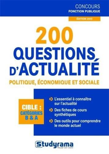 Beispielbild fr 200 questions d'actualit politique, conomique et sociale SALADIN, JEAN-CHRISTOPHE zum Verkauf von BIBLIO-NET