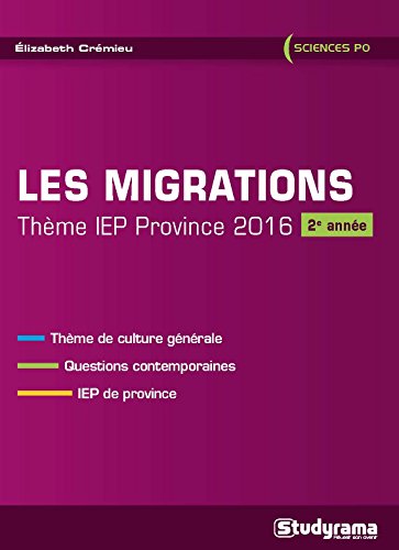 Beispielbild fr Les migrations : Thme iep province 2016 (2e anne) zum Verkauf von Ammareal