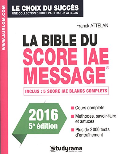 9782759030743: La bible du score IAE Message: Admissions 2016