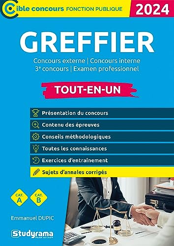 Beispielbild fr Greffier: Concours externe / Concours interne / 3e concours/ Examen professionnel zum Verkauf von GF Books, Inc.