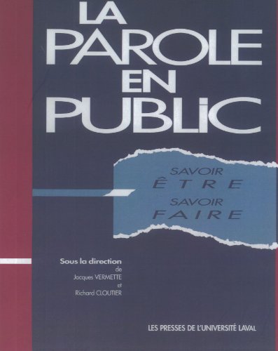 Beispielbild fr La Parole En Public zum Verkauf von RECYCLIVRE