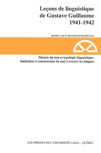 9782763783116: Thorie du mot et typologie linguistique limitation et construction du mot  travers les langues: 1941-1942