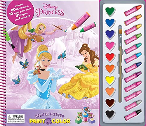 Imagen de archivo de Phidal - Disney Princess Deluxe Poster Paint & Color - with 80 Coloring Pages, 10 Water Color Paints and 12 Crayons for Kids and Children Learning Fun (Deluxe Poster and Paint) a la venta por Lakeside Books