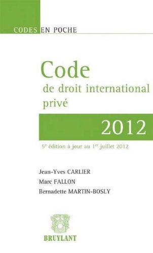 Beispielbild fr Code de droit international priv 2012 zum Verkauf von Ammareal