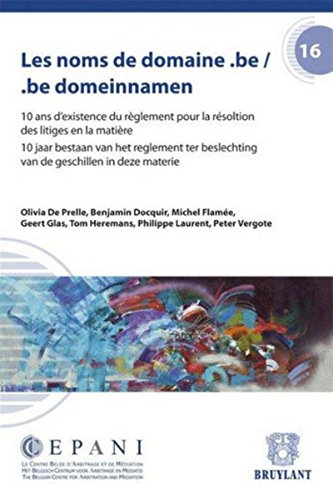 Beispielbild fr Les noms de domaine .be / .be domeinnamen: 10 ans d'existence du rglement pour la rsolution des litiges en la matire / 10 jaar. zum Verkauf von Librairie Th  la page