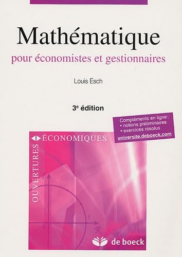 Beispielbild fr Mathmatique pour conomistes et gestionnaires zum Verkauf von Ammareal