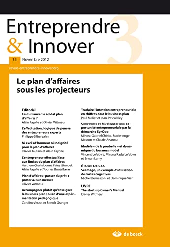 Beispielbild fr Entreprendre innover - 2012/3 15 le plan d'affaires sous les projecteurs zum Verkauf von medimops