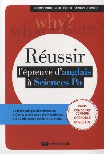 Beispielbild fr Russir l'preuve d'anglais  Sciences Po (2014) Pierre Couturier et lodie Davo-Verdavoir zum Verkauf von BIBLIO-NET