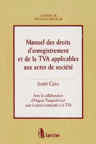 9782804422578: Manuel des droits d'enregistrement et de la tva applicables aux actes de societe