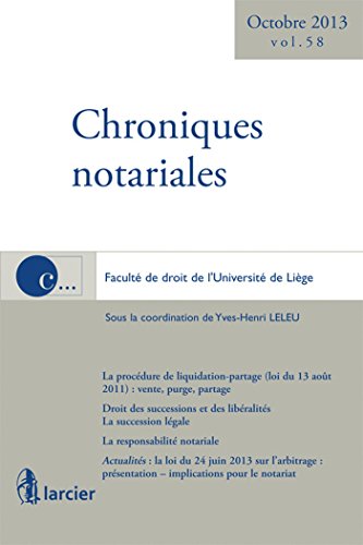 Stock image for Chroniques notariales: Volume 58 - Novembre 2013 for sale by Librairie Th  la page