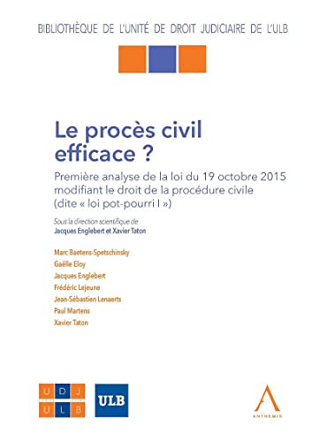 Stock image for Le procs civil efficace ? : Premire analyse de la loi du 19 octobre 2015 modifiant le droit de procdure civile (dite "loi pot-pourri I") for sale by Revaluation Books