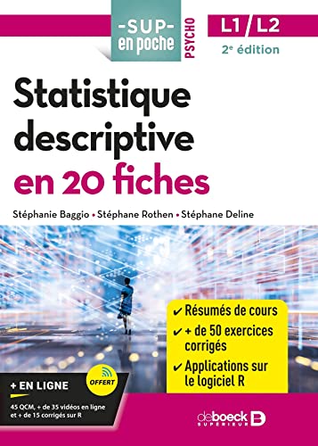 Beispielbild fr Statistique descriptive en 20 fiches: Licences 1 et 2 [Broch] Baggio, Stphanie; Rothen, Stphane et Deline, Stphane zum Verkauf von BIBLIO-NET