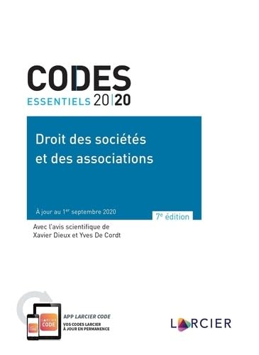 codes essentiels - droit des sociétés et des associations (édition 2020) - Dieux, Xavier - Cordt, Yves De