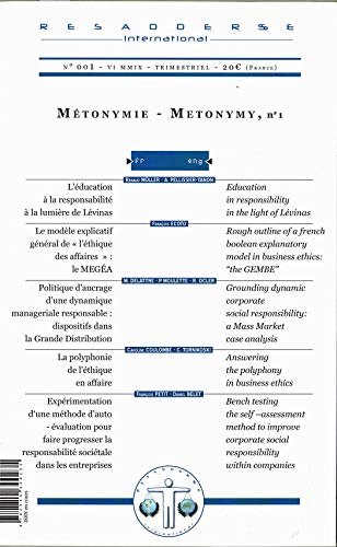 Imagen de archivo de Resaddersse international : metonymie/metonymy n1 Collectif a la venta por BIBLIO-NET