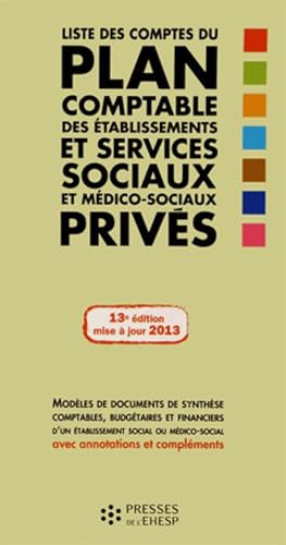 9782810901135: Liste des comptes du plan comptable des tablissements et services sociaux et mdico-sociaux privs