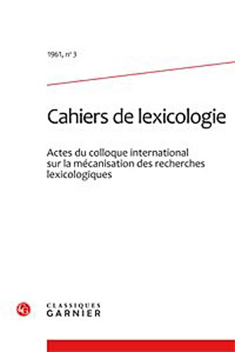 9782812404047: Cahiers de lexicologie (1961) (1961, n 3)