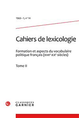 Beispielbild fr Cahiers de lexicologie (1969) (1969 - 1, n 14) [Fournitures diverses] Collectif et Gross, Gaston zum Verkauf von BIBLIO-NET