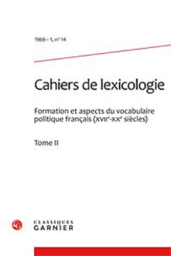 Imagen de archivo de Cahiers de lexicologie (1969) (1969 - 1, n 14) [Fournitures diverses] Collectif et Gross, Gaston a la venta por BIBLIO-NET