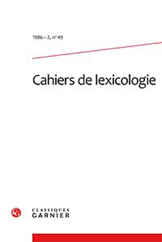 9782812404504: Cahiers de lexicologie (1986) (1986 - 2, n 49)