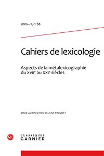 9782812404887: Cahiers de lexicologie (2006) (2006 - 1, n 88)