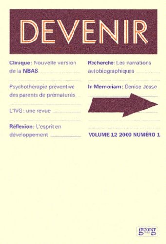 Stock image for Devenir, revue europenne du dveloppement de l'enfant volume 12 n 1 for sale by LibrairieLaLettre2