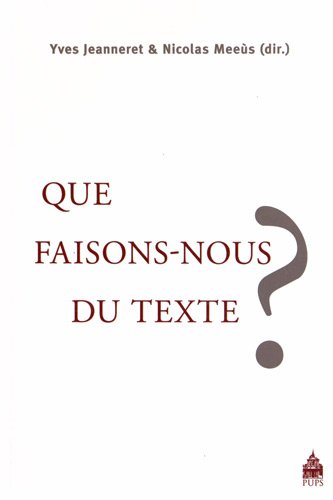 Beispielbild fr Que faisons nous du texte zum Verkauf von Librairie La Canopee. Inc.