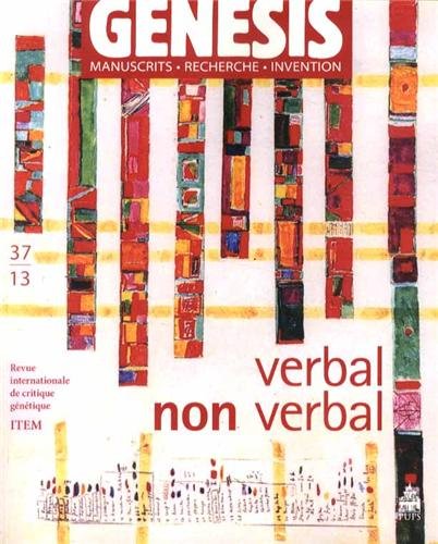 Stock image for Genesis, No. 37/2013 : Verbal / Non verbal for sale by Stony Hill Books
