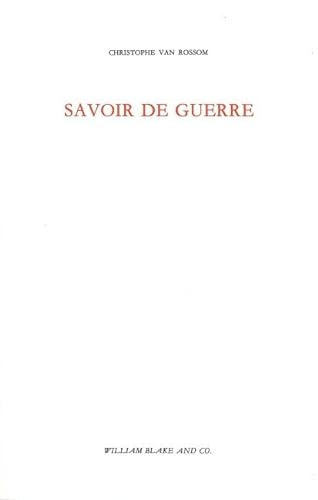 Beispielbild fr Savoir de Guerre [Broch] Van Rossom, Christophe zum Verkauf von BIBLIO-NET