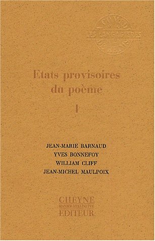 Stock image for Etats provisoires du pome : Tome 1 for sale by Ammareal