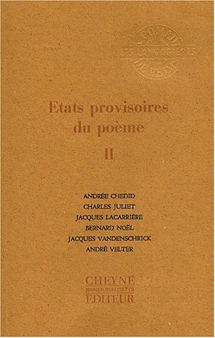 Stock image for Etats provisoires du pome : Tome 2 for sale by Ammareal