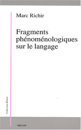 Beispielbild fr Fragments Phnomnologiques Sur Le Langage zum Verkauf von RECYCLIVRE