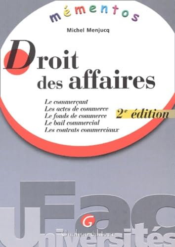 Imagen de archivo de Droit des affaires a la venta por A TOUT LIVRE