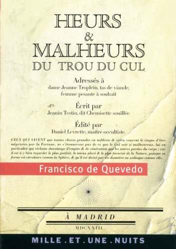 Beispielbild fr Heurs et malheurs du trou du cul : Suivi de Pomes satiriques et burlesques zum Verkauf von medimops