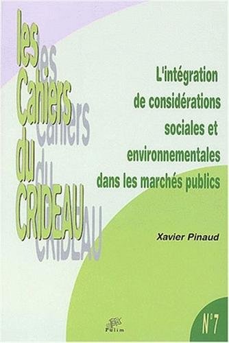 Stock image for L'intgration de considrations sociales et environnementales dans les marchs publics for sale by medimops