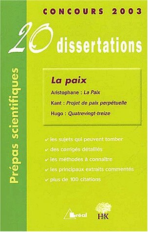 Stock image for La paix : 20 Dissertations avec analyses et commentaires for sale by Ammareal