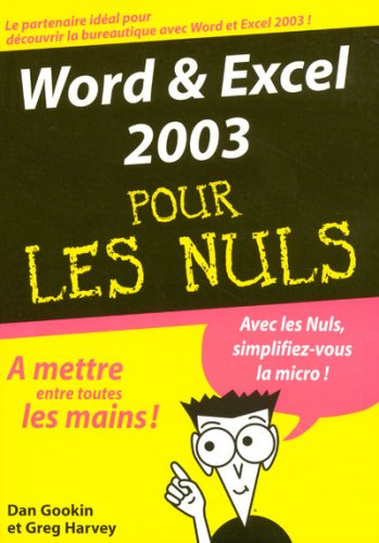 Stock image for Word & Excel 2003 pour les nuls for sale by Ammareal