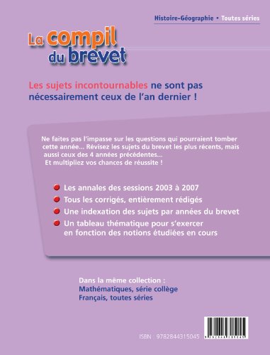9782844315045: Histoire-Gographie Education civique toutes sries: Brevet 2008