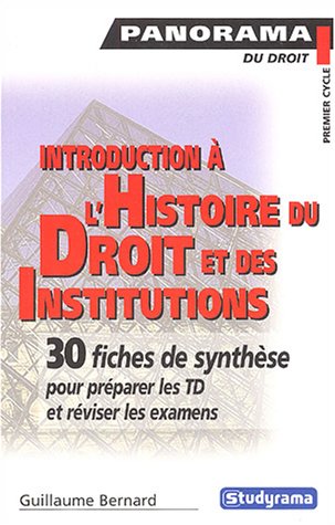 9782844724427: Introduction  l'histoire du droit et des institutions