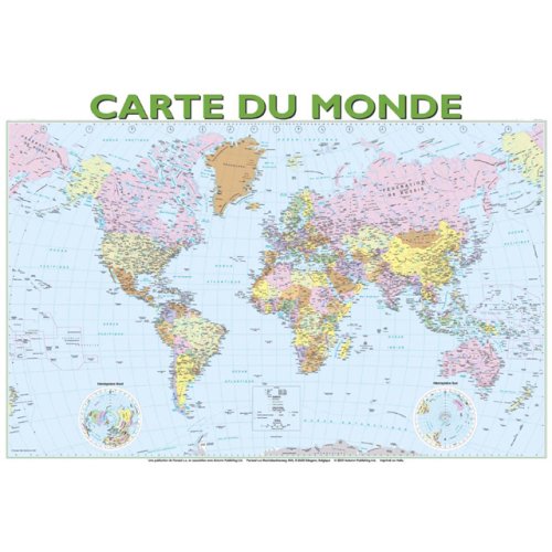 La Carte du Monde 76x52 cm EDITIONS PICCOLIA Poster pédagogique en PVC 