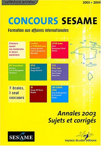 Beispielbild fr Concours SESAME: Annales, sujets et corrigs officiels zum Verkauf von Ammareal