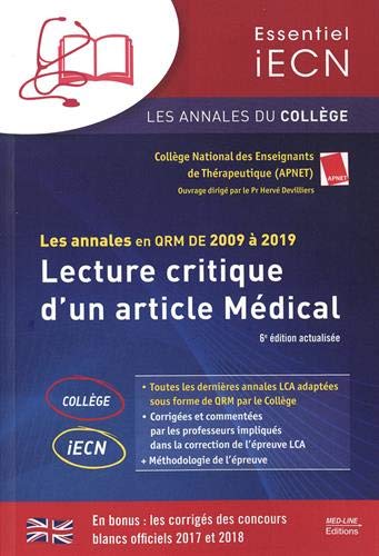 Beispielbild fr Lecture critique d'un article mdical: Les annales en QRM de 2009  2019 zum Verkauf von Ammareal