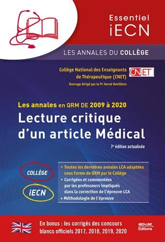 Beispielbild fr Lecture critique d'un article mdical: Les annales en QRM de 2009  2020 zum Verkauf von Ammareal