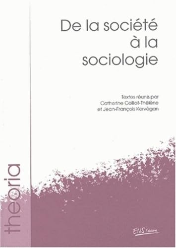 Stock image for De la societe a la sociologie for sale by Ammareal