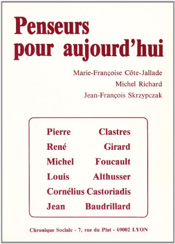 Stock image for Penseurs pour aujourd'hui for sale by Librairie Th  la page