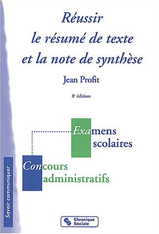 Stock image for Russir le rsum de texte et la note de synthse for sale by Ammareal
