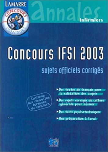 CONCOURS IFSI 2003 - SUJETS OFFICIELS CORRIGES - COLLECTIF