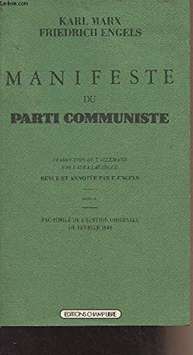 Manifeste du Parti communiste (9782851841384) by Marx, Karl; Engels, Friedrich