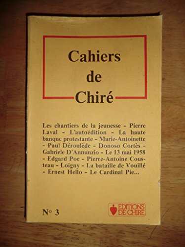 Beispielbild fr Les chantiers de la jeunesse-Pierre Laval-L'autodition,La haute banque protestante-Marie Antoinette-Paul Droulde-Donoso Corts-Gabriele D'Annunzio-Le 15 Mai 1958-Edgar Por-Pierre Antoine Cousteau-Loigny-La Bataille de Vouill-Ernest Hello-Le cardinal Pie. zum Verkauf von ARTLINK