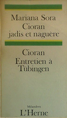 Beispielbild fr Cioran jadis et nagure zum Verkauf von medimops